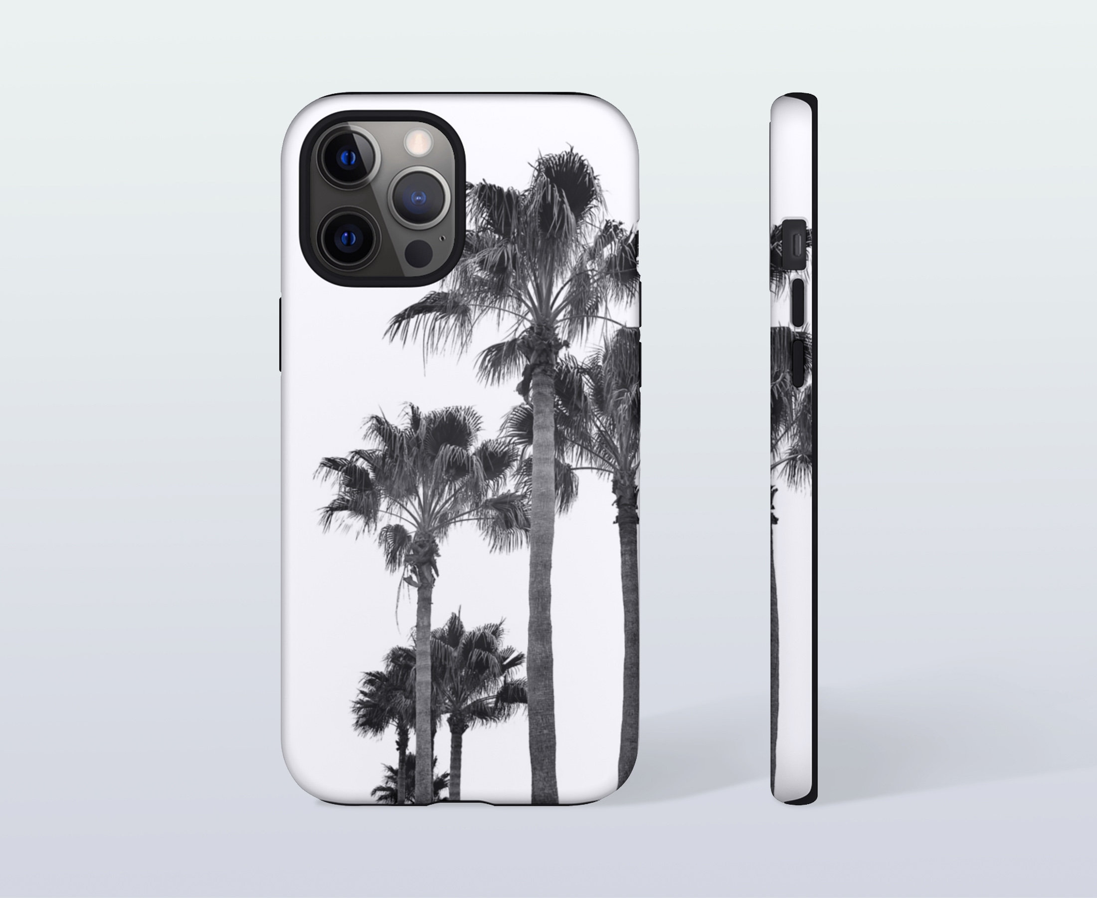 Palm Tree Phone Case Palm Print Tough Phone Case Black and Etsy