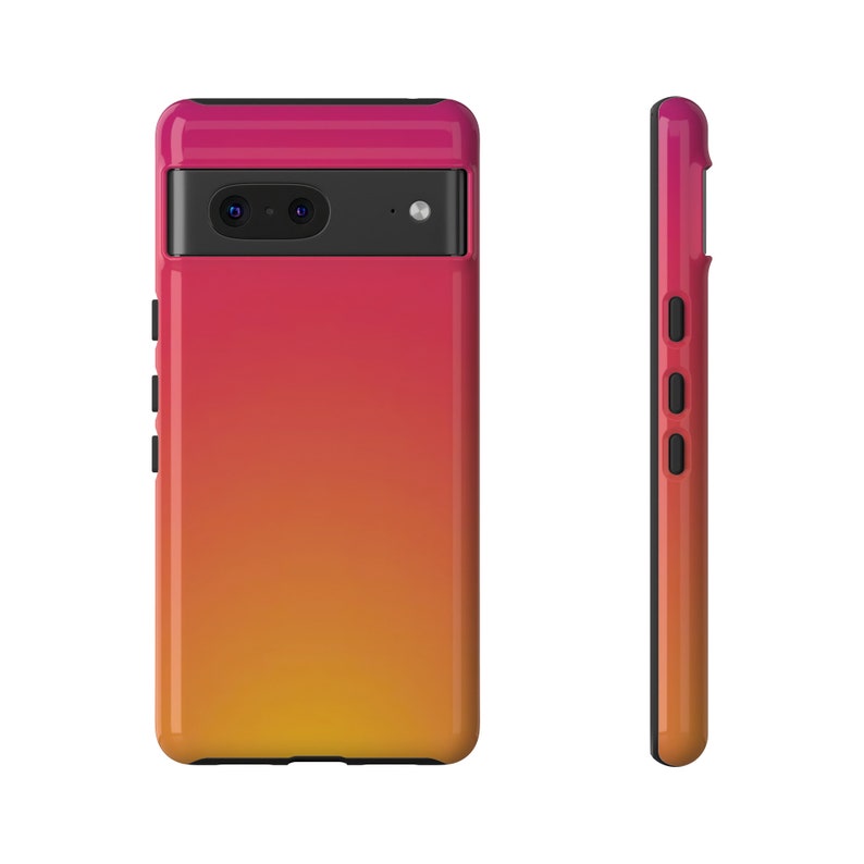 Yellow and Pink Gradient Phone Case for iPhone 14 Pro Max, iPhone 15 Pro Case, Sunset Aura Gradient Pixel Tough Case, Galaxy S25 Case image 10