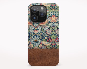 Boho iPhone Case, Vintage Fabric Boho iPhone 15 Case, Leather Look Print Phone Case for XS XR 12 Pro 12 Mini 14 Pro Max Samsung S23 Ultra