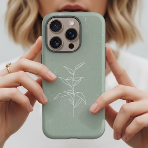 Botanical iPhone 15 Case, Sage Green Boho S23 Ultra Phone Case, Pixel 7 Case Boho iPhone Case for XS XR 12 Pro 12 Mini 11 Pro Max Green Case