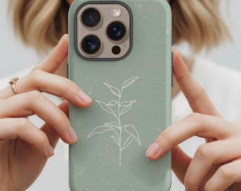 Botanical iPhone 17 Case, Sage Green Boho S25 Ultra Phone Case, Pixel 9 Case Boho iPhone Case for 16 Pro 13 Mini 15 Pro Max Green Case