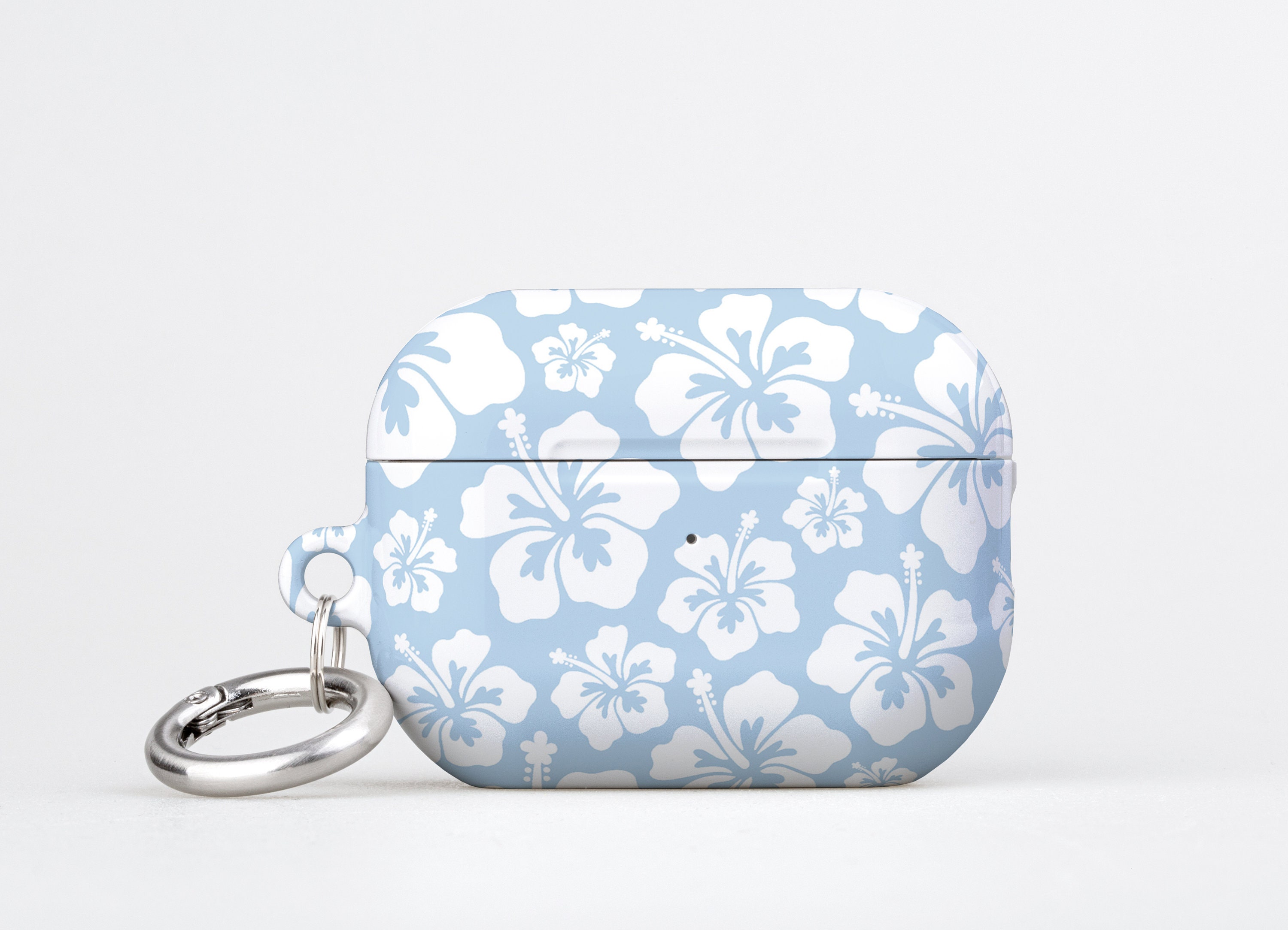 Coque AirPods 1 & 2 - Motif Fleurs Bleu - TPU Souple Anti-chocs - Avec Kit De Nettoyage 3-en-1 Et Porte-clés