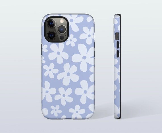 【韓国 BLUE PERCENT】Angel Silver iPhone case + Strap set Light Blue Floral iPhone Case iPhone 12 Pro Max Case Y2K