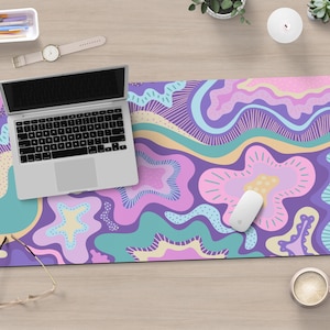 Purple Abstract Art Desk Mat Creative Desk Decor Art Aesthetic Desk Accessories Keyboard Mat Abstract Large Mouse Pad Indie Room Decor