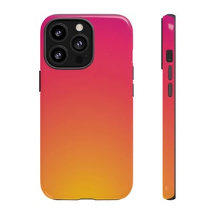 Yellow and Pink Gradient Phone Case for iPhone 14 Pro Max, iPhone 15 Pro Case, Sunset Aura Gradient Pixel Tough Case, Galaxy S25 Case image 9