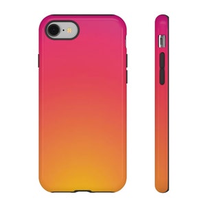 Yellow and Pink Gradient Phone Case for iPhone 14 Pro Max, iPhone 15 Pro Case, Sunset Aura Gradient Pixel Tough Case, Galaxy S25 Case image 6