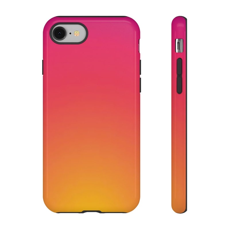 Yellow and Pink Gradient Phone Case for iPhone 14 Pro Max, iPhone 15 Pro Case, Sunset Aura Gradient Pixel Tough Case, Galaxy S25 Case image 6