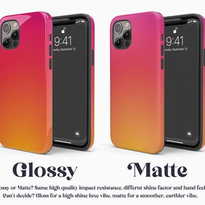 Yellow and Pink Gradient Phone Case for iPhone 14 Pro Max, iPhone 15 Pro Case, Sunset Aura Gradient Pixel Tough Case, Galaxy S25 Case image 5