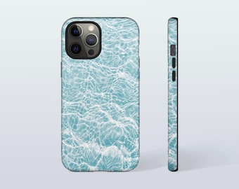 Aqua Water Pattern Phone Case, Ocean Tough Case in Light Blue for iPhone 17 16 Pro Max Pixel 9