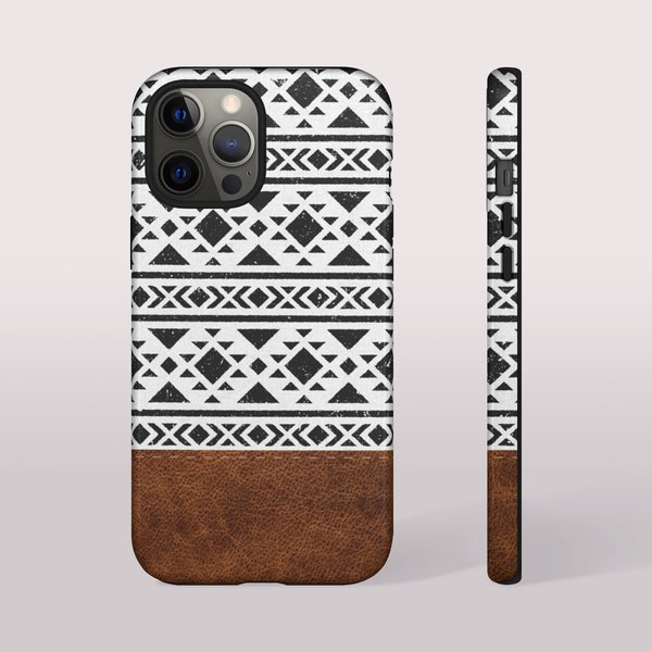 Southwestern Boho Style iPhone Case, Black and White Samsung Galaxy Case, Boho Print Phone Case for XS XR 12 Pro 12 Mini 11 Pro S10 S22 S21