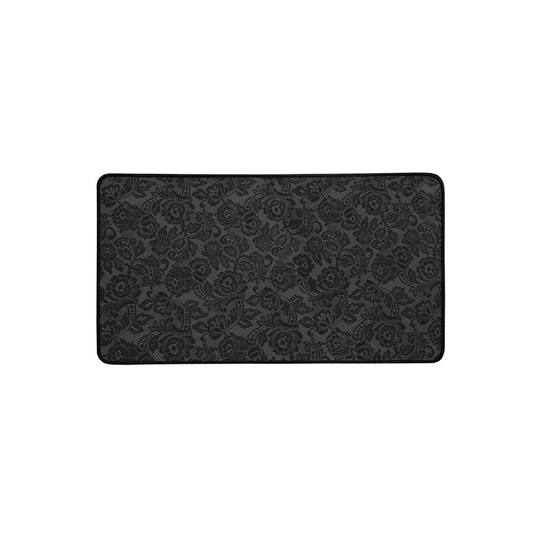 Black Lace Desk Mat, Gothic Aesthetic Mouse Pad, Elegant Dark Floral Desk Pad, Vintage Lace Pattern Office Decor, Large Mouse Mat