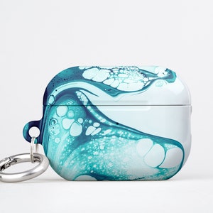 Fluid Art AirPods Case Turquoise AirPod Pro Case Blue and White AirPod Pro 2 Case Marbled Art AirPods Pro Cover Coastal Airpods Case