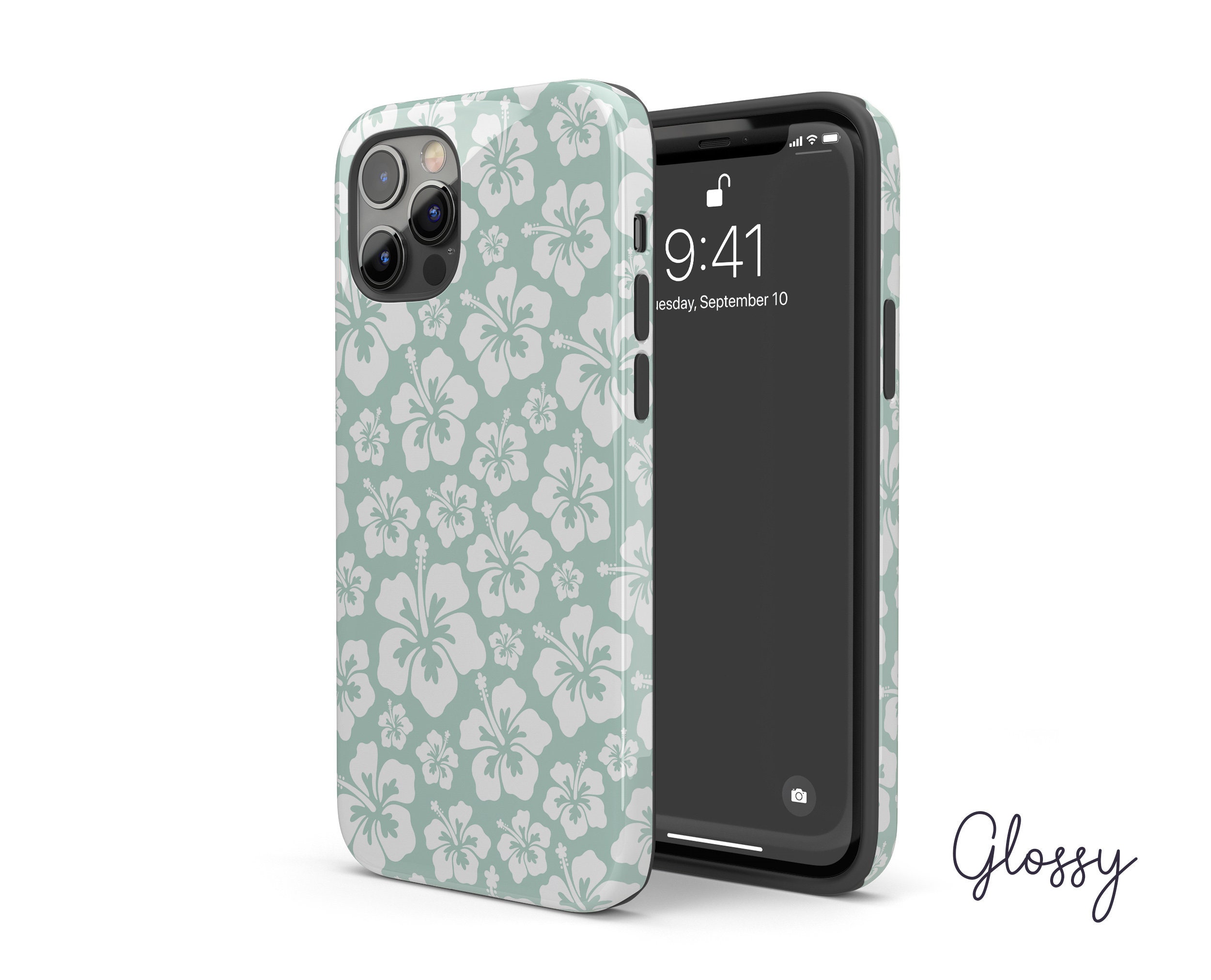 Mint Green Hawaiian Phone Case Y2K Hibiscus Phone Case 90s