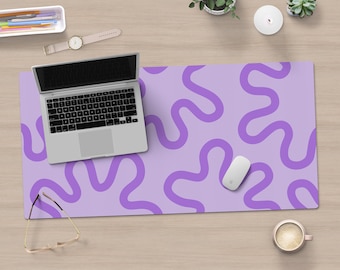 Purple Desk Mat Curvy Shapes Maximalist Aesthetic Desk Decor Purple Desk Mat Abstract Desk Pad Large Keyboard Mat Xl Mouse Pad Y2k Aesthetic