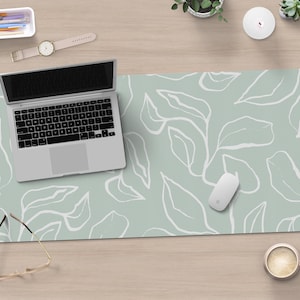 Green Desk Mat Sage Green Aesthetic Large Mousepad Leafy Green Keyboard Mat Large Desk Mat Extended Mouse Pad Cute Gaming Mat