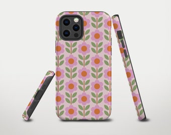 Pink Retro iPhone Case Vintage Floral Phone Case Pink iPhone 17 Pro Max Case iPhone 15 Case iPhone 16 Pro Case S25 Ultra Case Pixel 9 Case