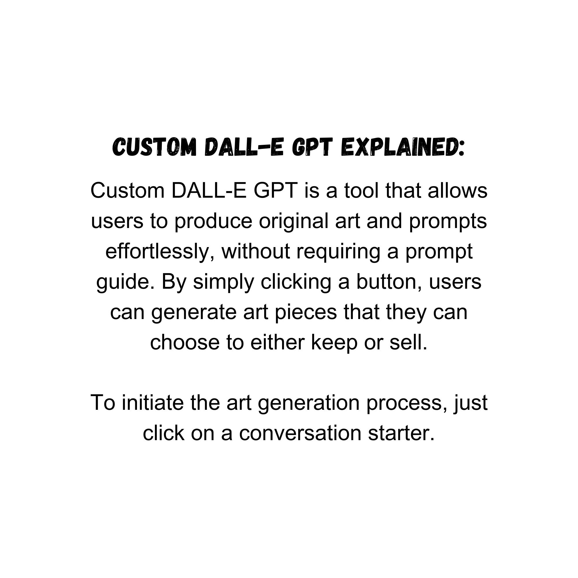 Custom DALL-E GPT Ai Art Prompt Generated Art Chat GPT Paid Version