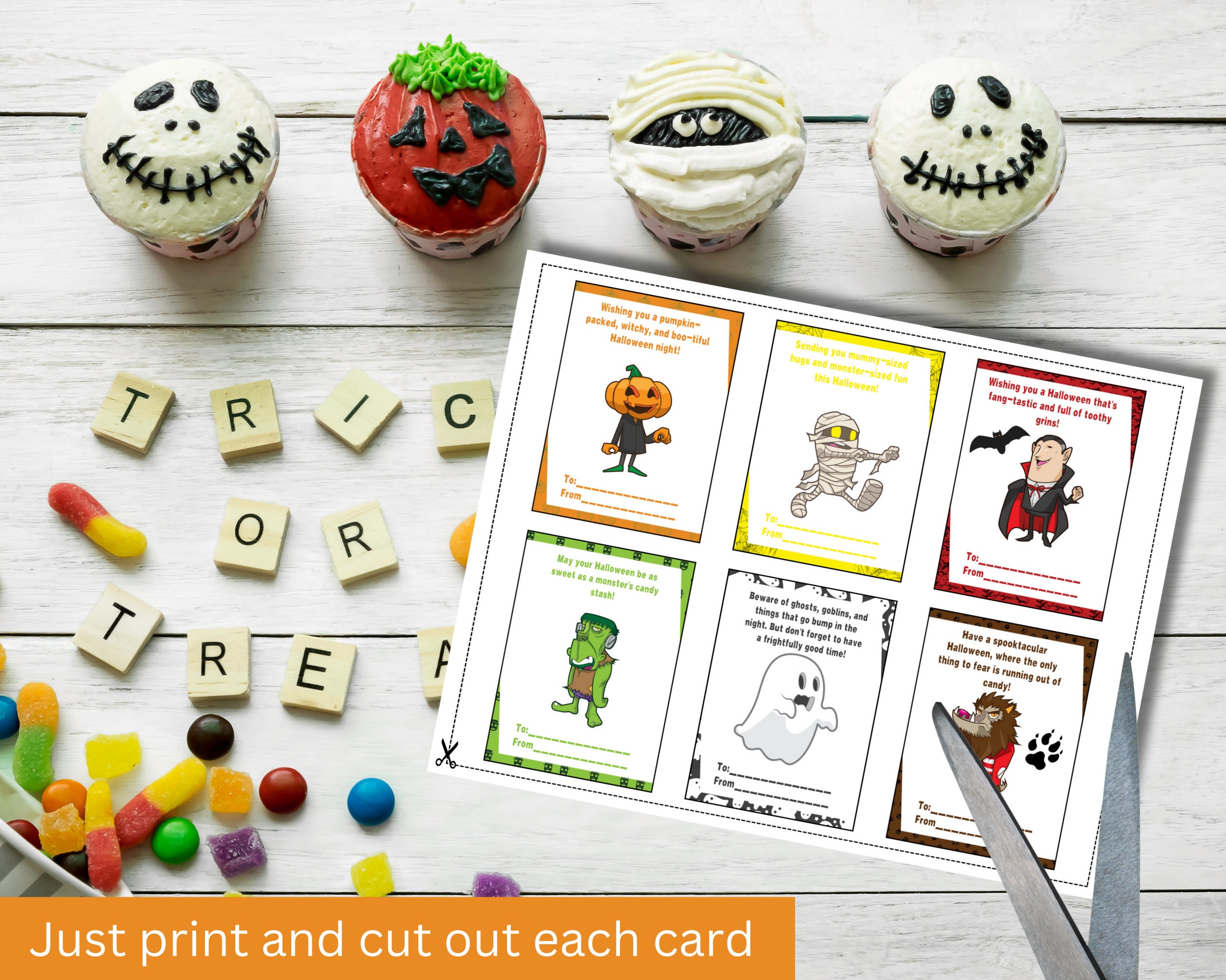 Halloween Halloween Cards Printable Cards Monster Cards - Etsy