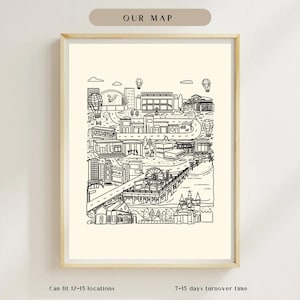 Carte de couple illustrée personnalisée - Art d'histoire d'amour personnalisé | Cadeau d'anniversaire, de mariage, de fiançailles