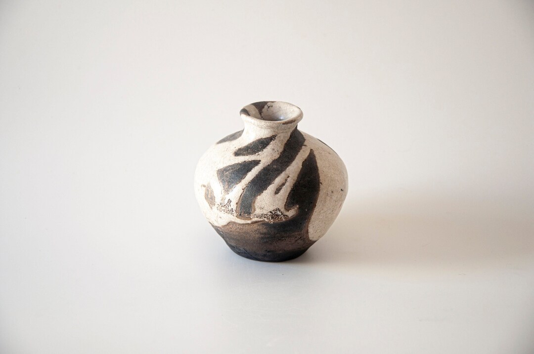 Coiled Raku Fired Vase. Handbuilt Pottery Vase. Studio Etsy