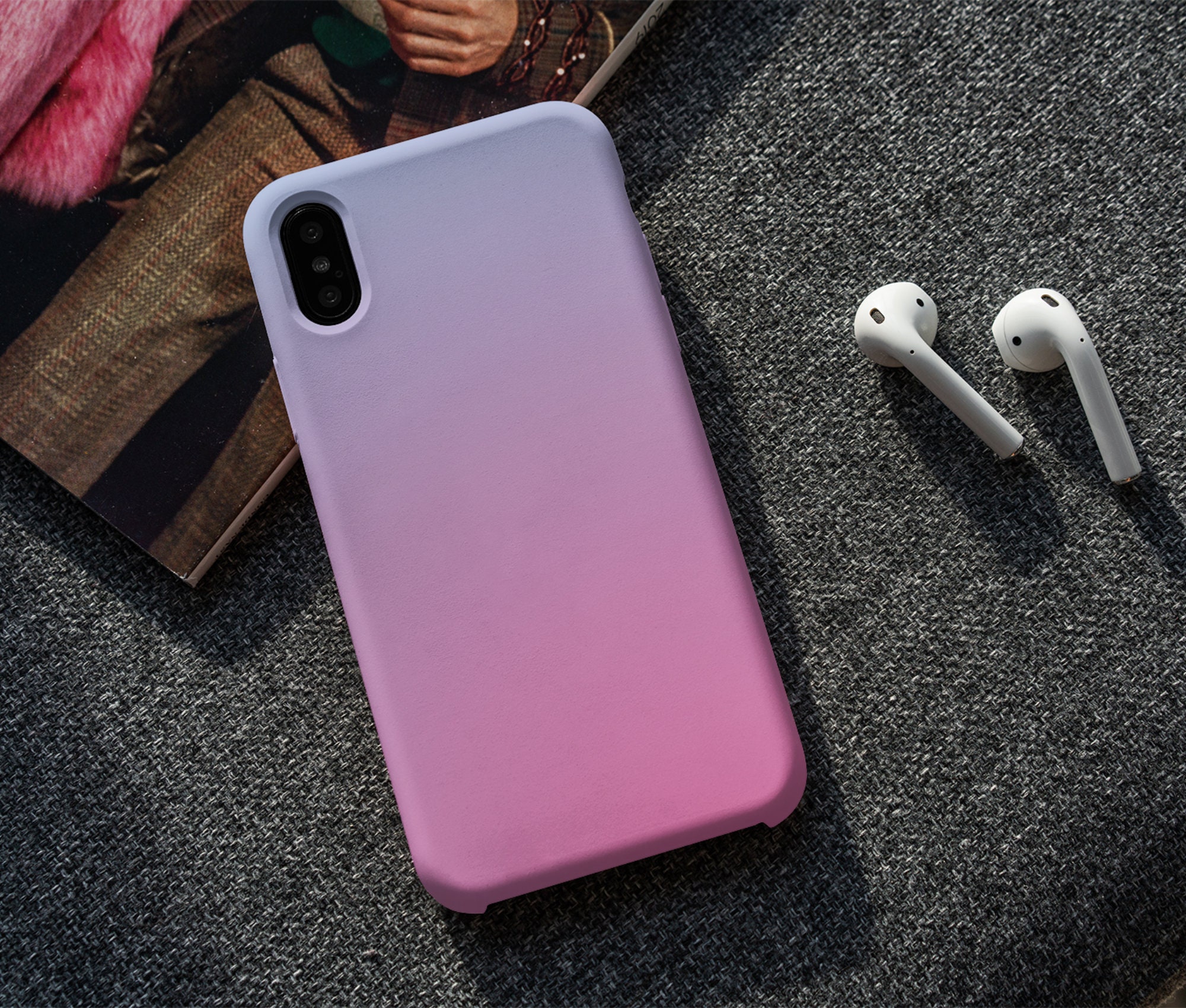 Pink Purple Ombre Dual Color Tone Gradient Phone Case Iphone Etsy