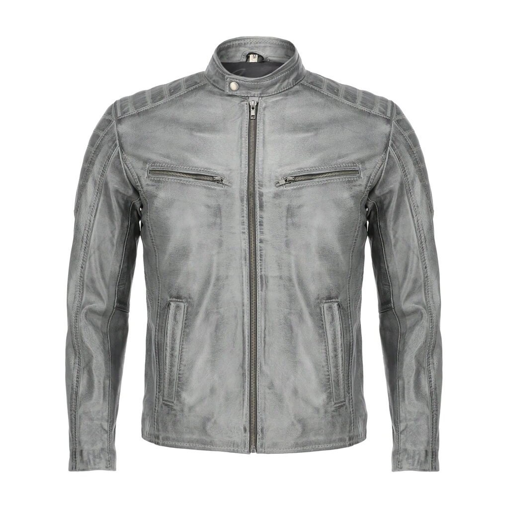 leather jacket gray