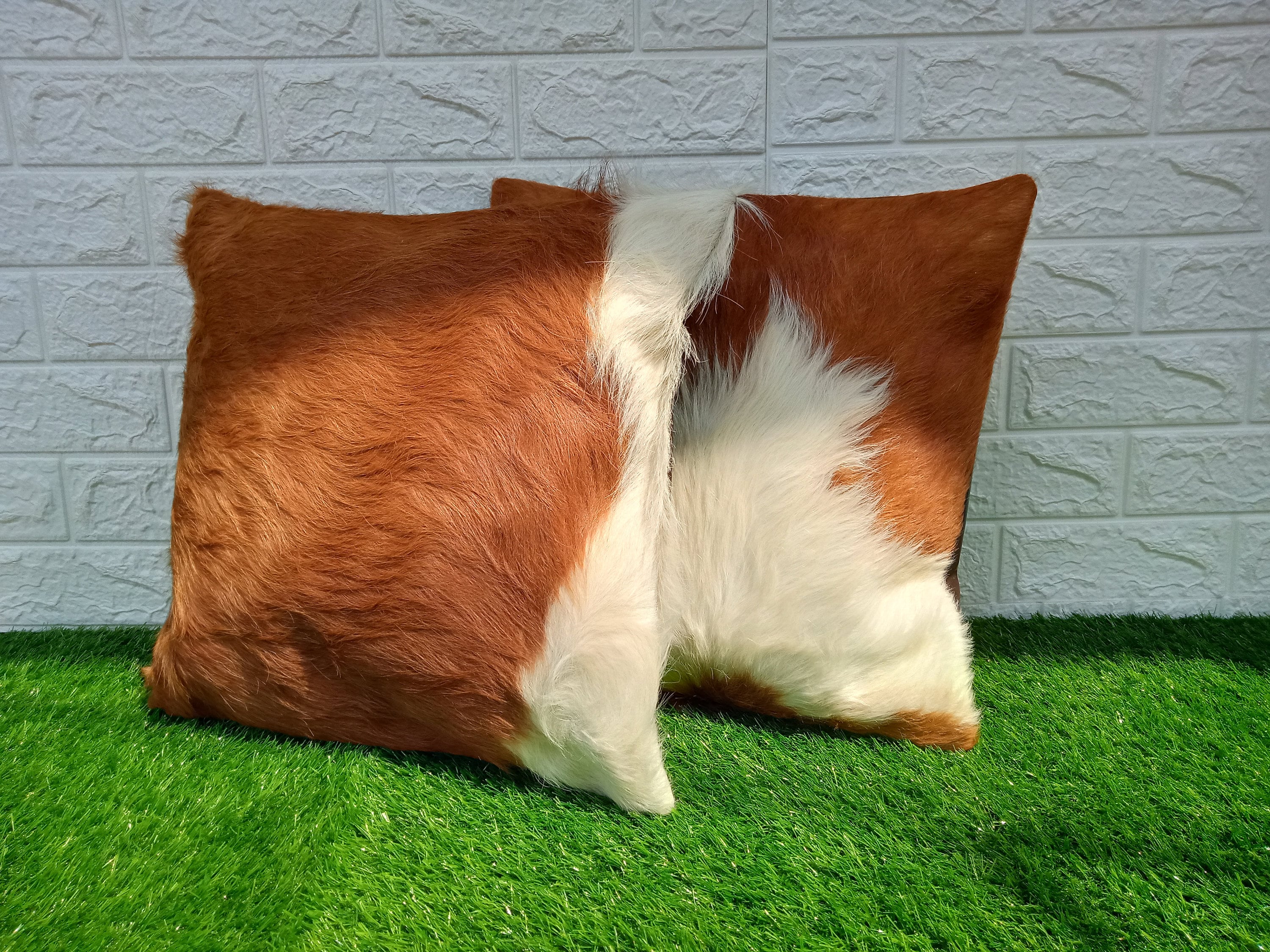 Cowhide Cushion Cover Exotic Brown and White Cow Hide Etsy