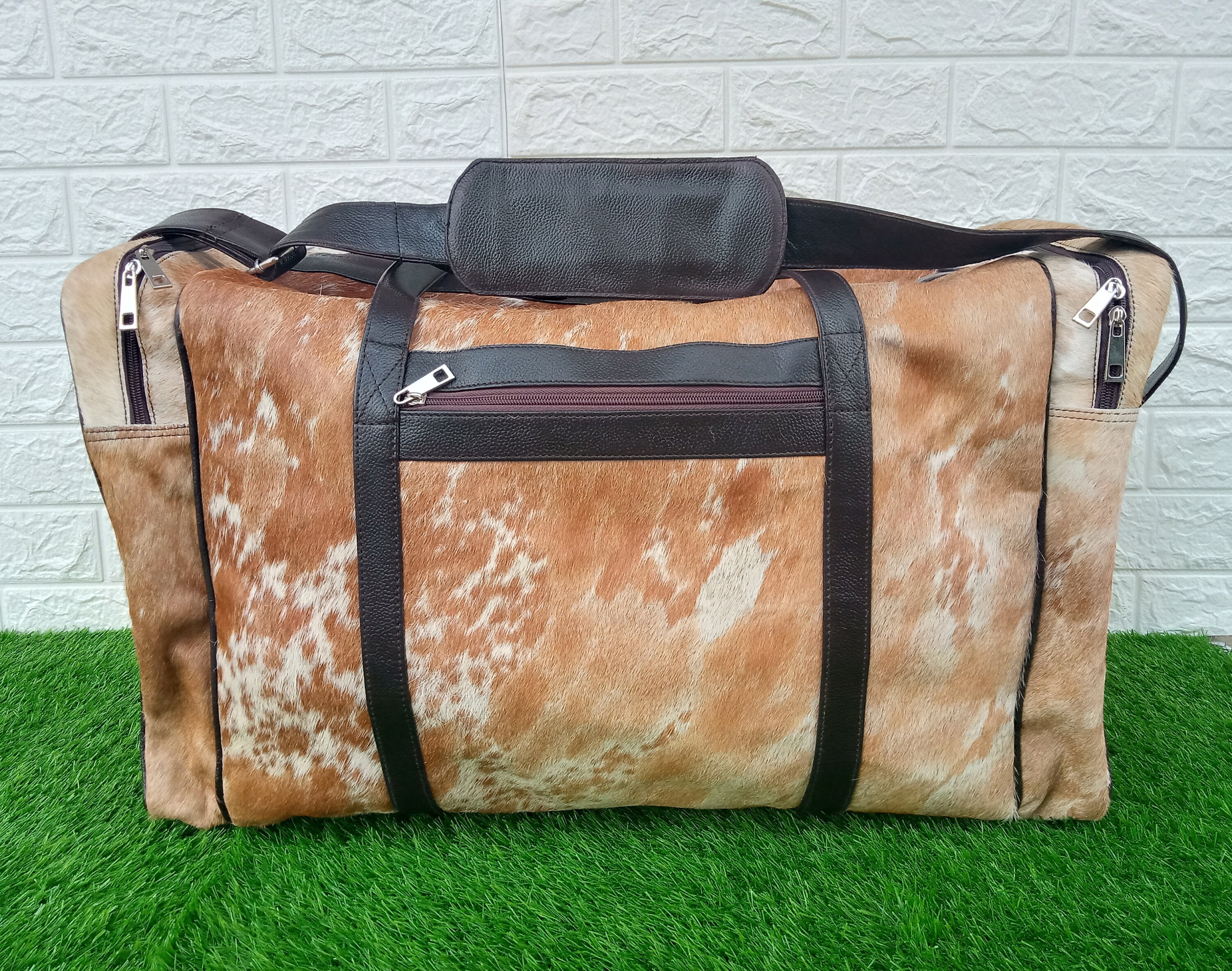 Cuero de cuero de vaca de cuero de vaca real bolso de piel de Etsy