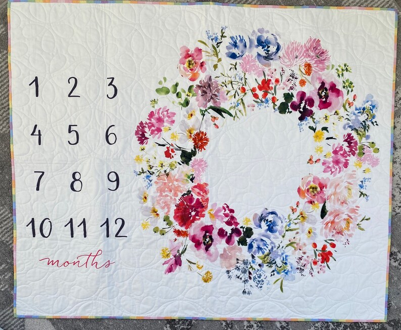 Baby Girl Milestone Quilt Etsy UK