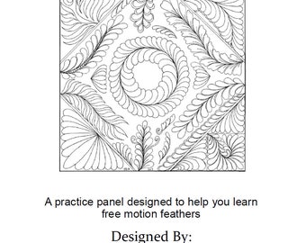 Free Motion Quilting Panel - Feather practice panel - Free motion practice with feathers - white panel