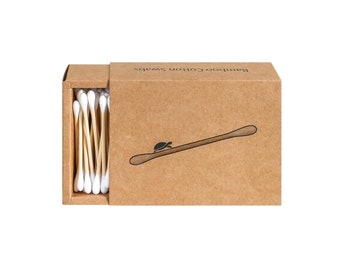Sea Turtle Bamboo Cotton Swabs (200 Count) - Vegan, Eco Friendly, Organic, Double Tips, All Natural 100% Biodegradable Cotton Buds