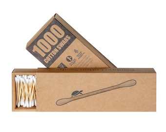 Sea Turtle Bamboo Cotton Swabs (1000 Count) - Vegan, Eco Friendly, Organic, Double Tips, All Natural 100% Biodegradable Cotton Buds