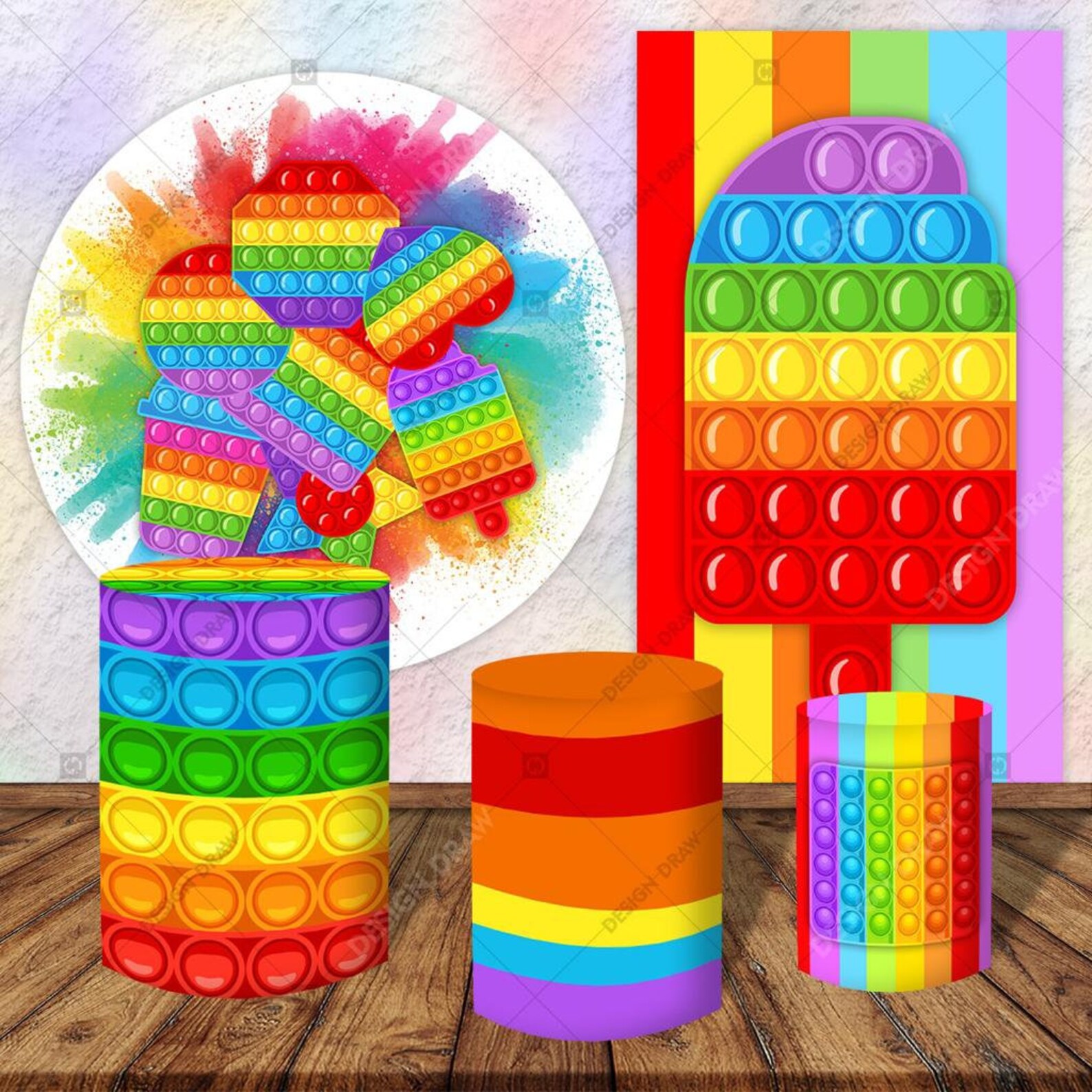 Round Circle Backdrop Pop It Set Background Party Table Cover - Etsy