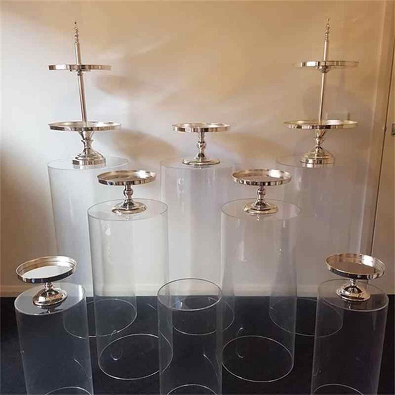 Cilindros de acrílico Pedestales Mesa Fiesta