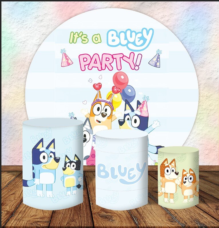 Round Circle Backdrop Bluey Set Background Party Table Cover Etsy