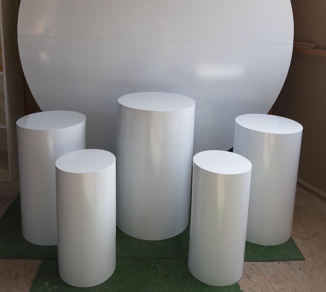 White Cylinders Pedestals Table Party Event Decoration Etsy