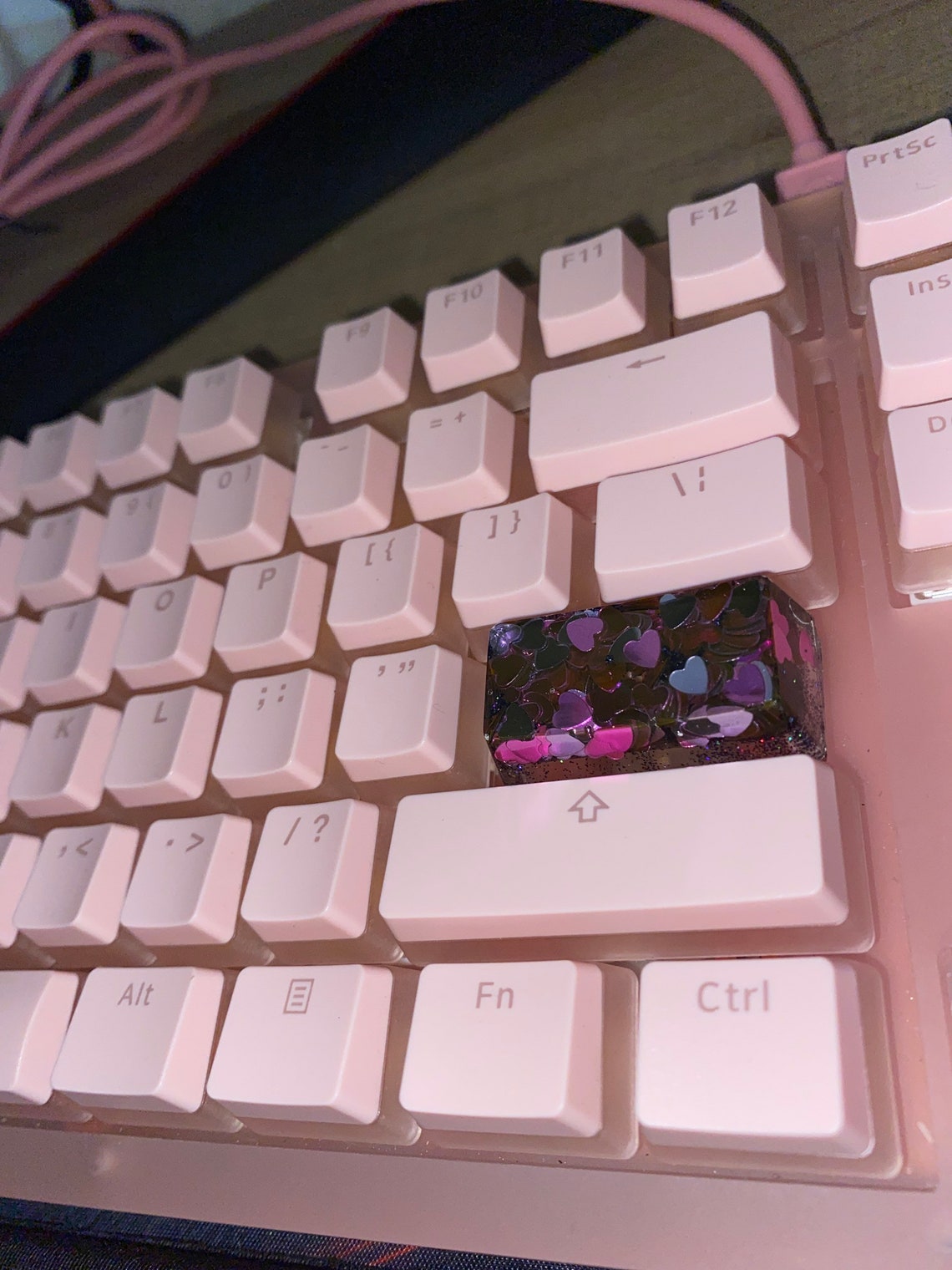 Glitter Heart Keycaps Glitter Keycaps Purple Keycaps Pink Etsy