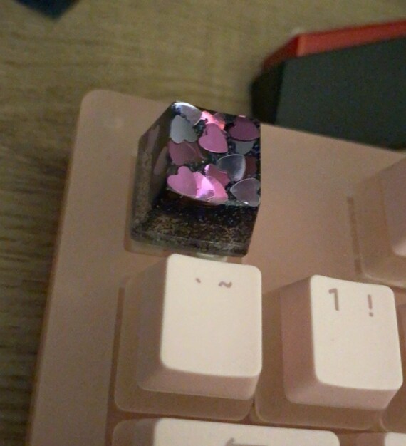 Glitter Heart Keycaps Glitter Keycaps Purple Keycaps Pink Etsy