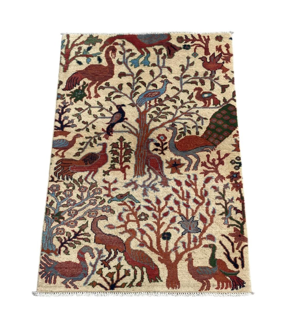 Tree of Life Rug – 3x4 Forest Pictorial Rug – Hand-knotted Animal Print ...