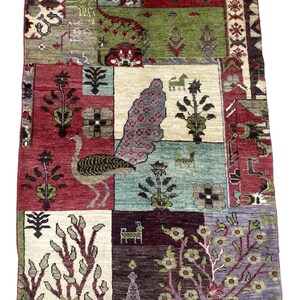 Patchwork tapijt klein handgeknoopt wollen accenttapijt