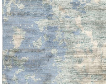 Modern Abstract Rug Blue Beige Neutral Rug Minimalist Area Rug Contemporary Textured Rug Soft Living Room Rug Scandinavian Style Carpet