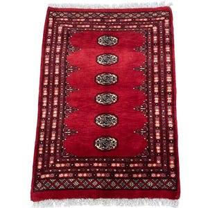 Hand-Knotted Bokhara Rug - 3x4 Tribal Turkmen Area Rug - Boho Wool Accent Rug