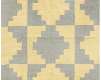 Modern Kilim Rug Wool Flatweave Geometric Handwoven Area Carpet