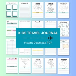 Afdrukbaar vakantiedagboek voor kinderen | Reisdagboek en activiteitenboek voor kinderen | Vakantieherinnering voor kinderen | Leuke reisplanner | Pdf-download