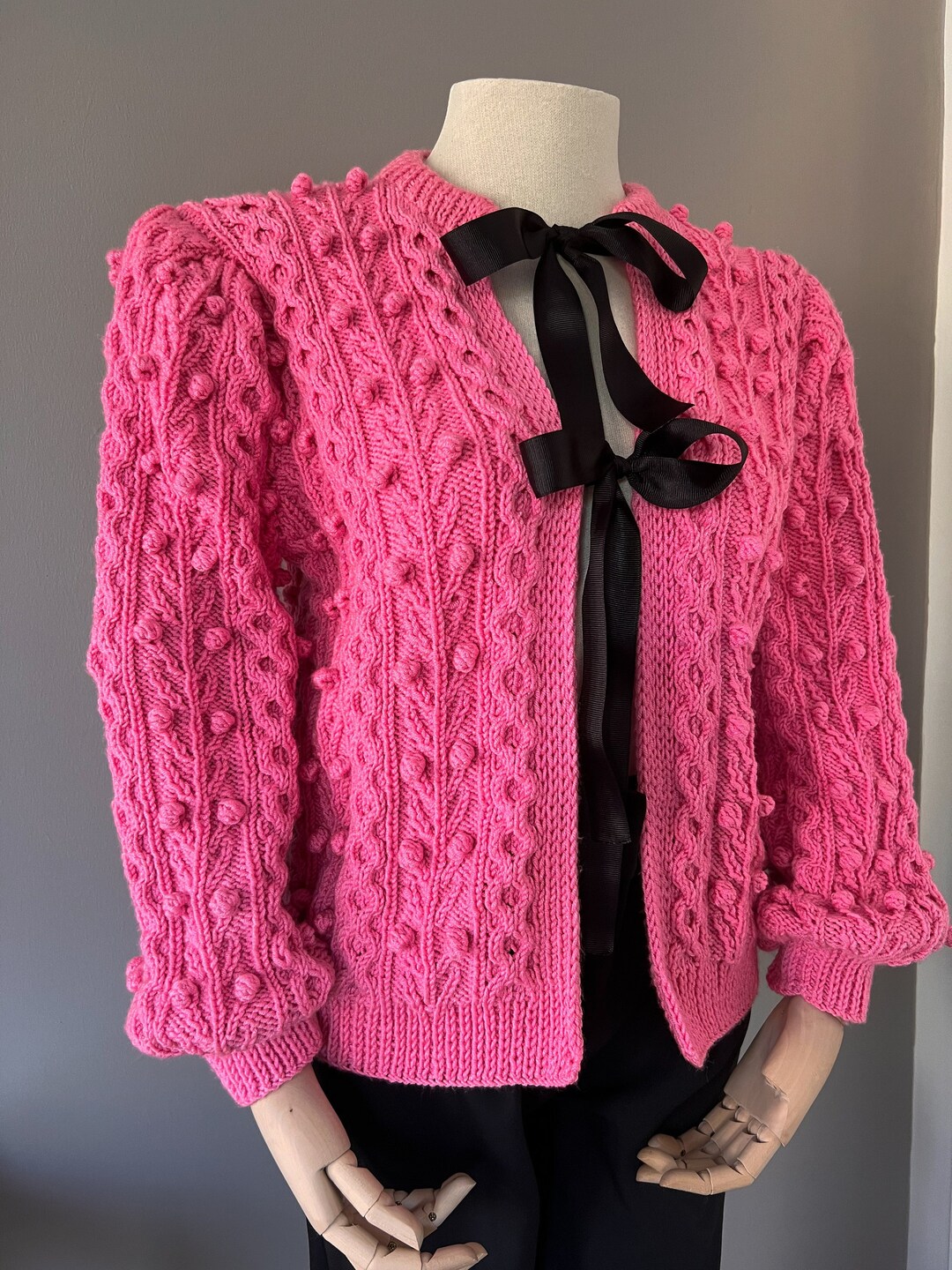 Trendy Button Puff Sleeve Cardigan Sweater