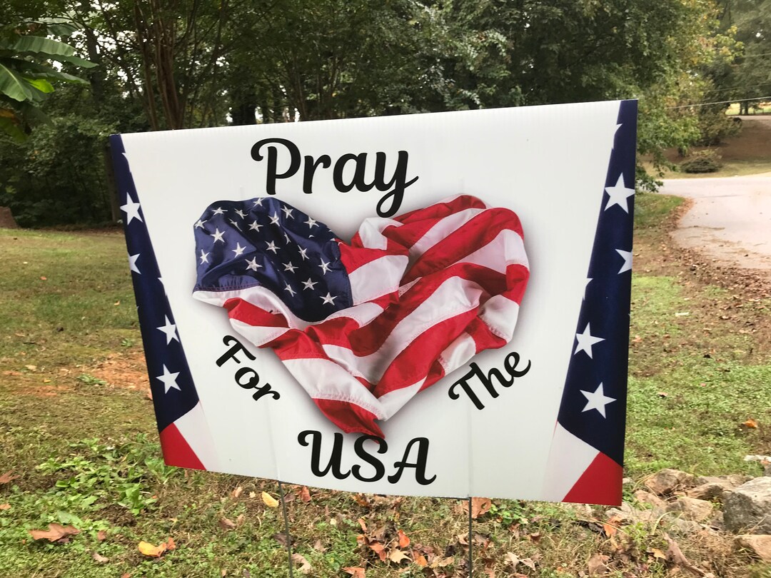 Pray for the USA Patriotic Yard Sign With Stand Great Etsy