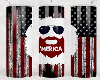 Amerikanische Flagge Bart Tumbler Sublimationsentwurf (Digitaler Download)
