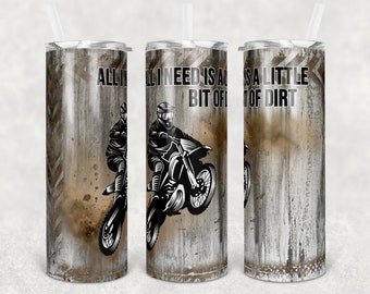 20 or 30oz Tumbler | Dirt Bike | Dirt | Bike | Sublimation | Skinny | Tumbler | Straight | Lid with Straw | Double Walled | Fun | Motocross