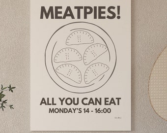 Meatpies Sketch Food Art Print Poster | Retro African Wall Design | Cultural Cafe Decor Digital Download Decor | Vintage Afrocentric Snack
