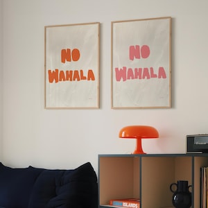 Arte mural con cita &quot;No Wahala&quot; en negrita - Dicho africano nigeriano - Juego de 2 - Póster digital tipográfico minimalista - Impresión contemporánea